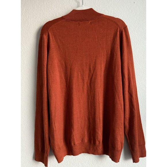 Jos A Bank Mens Merino Wool Tailored Fit 1/4 Zip Sweater Burnt Orange Size L NEW - Picture 7 of 12